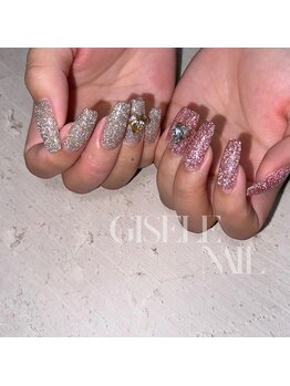 ジゼルネイル(Gisele Nail)/フラッシュアシメ×ハートパーツ