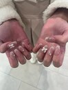 french＆ribbon nail