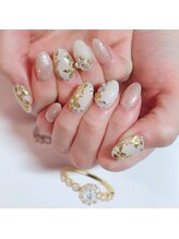 スウィートアロマネイル 恵比寿(Sweet Aroma NaiL)/ゴールドフラワーネイル