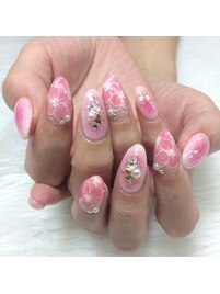 ピンクフラワーネイル☆