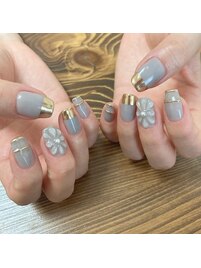 ミラー×ぷっくりフラワー