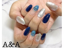 ブルー×マグネットネイル