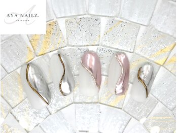 アヤネイルズ アンド アイラッシュ(AYA NAILZ.＆Eyelash)/清楚なシンプルメタルネイル