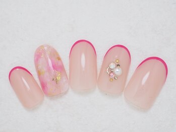 シックネイル(CHIC nail)/シアーピンク タイダイ ネイル