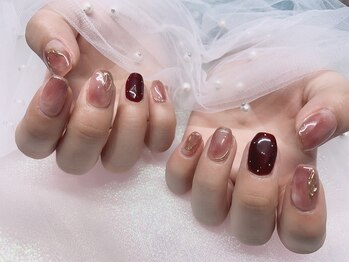 モルフォネイル(Morpho nail)/#ブラウン#ニュアンス#大理石