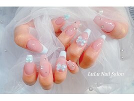 水色リボンネイル