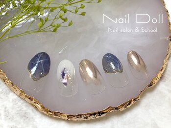 ネイルドール(Nail Doll)/ニュアンスブルー×ミラー