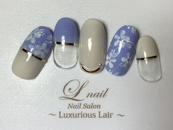 エルネイルアンドブラン 橋本店(Lnail×Blanc)/ストレートフレンチ×花柄