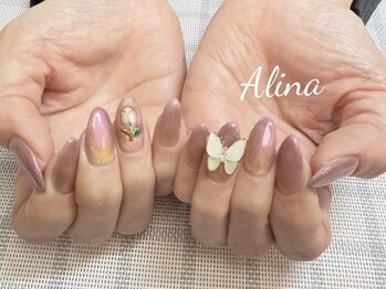 エリナネイルサロン池袋(Alina Nail Salon)/ゴールドマグネットネイル