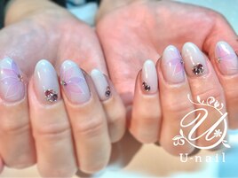 透けフラワーネイル