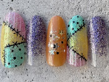 フリークネイル(FREAK Nail)/つぎはぎラメハロウィン ¥12000