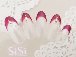 赤フレンチ＆スタッズアート