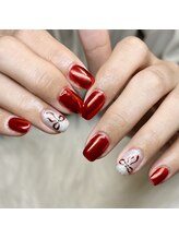 マイオティック ネイル(miotic nail)/赤ミラーリボンデザイン