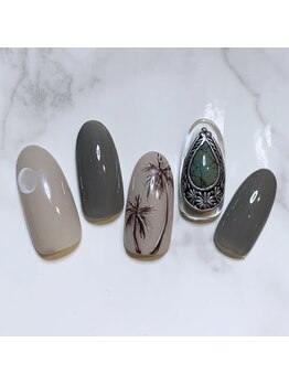 アラ ウィー ナッティー ネイル 北千住店(Aala wi Natty nail)/gray×turquoise