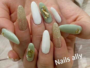 ネイルズアリー 立川店(Nails ally)/ニュアンス×ピスタチオグリーン