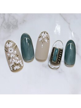 アラ ウィー ナッティー ネイル 北千住店(Aala wi Natty nail)/embroidery×green