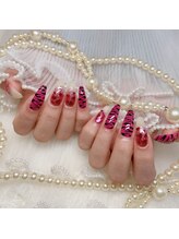 アイカ(Aika)/ピンクハートゼブラネイル