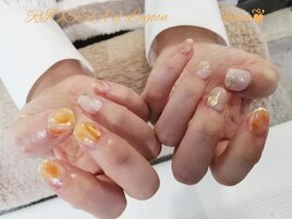 オレンジニュアンスネイル