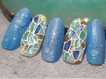 レディラック バイ キャンアイドレッシー(Lady Luck by Can I Dressy)/ステンドグラス＆水滴ネイル