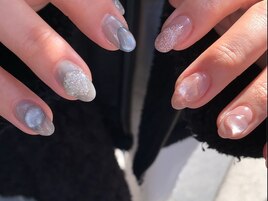ちぐはぐぷっくりネイル