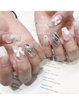 ソレイユ ネイル(soleil. nail)/リボン×レースネイル2H