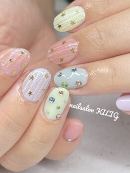 ネイルサロン キリグ(KILIG)の写真/《定額デザインあり☆》どのコースも凝ったデザイン・アートがたくさん♪お値段以上の仕上がりに大満足◎