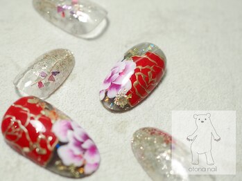 オトナネイル(otona nail)/艶やか牡丹和柄ネイル