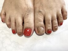 パラジェル登録サロン バランス シンプルネイル&アイラッシュ 新田東店(balance)/赤×ラメ