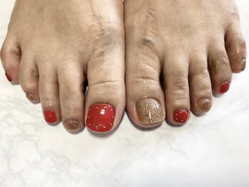 パラジェル登録サロン バランス シンプルネイル&アイラッシュ 新田東店(balance)/赤×ラメ