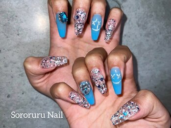 ソロルル ネイル(Sororuru Nail)/ブルー・ラメネイルアート