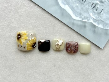 オル('olu)/フットネイル/ひまわりネイル