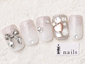 アイネイルズ 新宿店(I nails)/ピンクラメグラリボン9480円