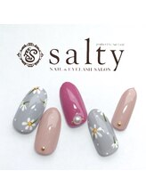 ネイルアンドアイラッシュサロン ソルティ 寺田町(salty)/小花ネイル