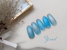 ワイネイル(Y.nail)/ブルーのシンプルコースデザイン