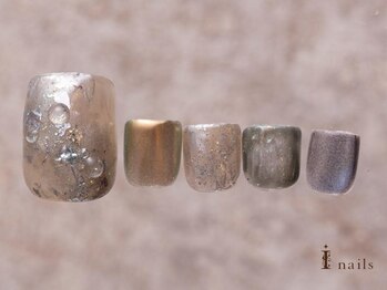 アイネイルズ 吉祥寺店(I nails)/シルバー偏光ミラー氷ネイル