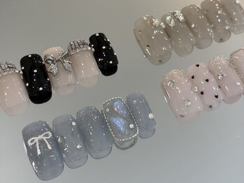 ネイルメゾン 池袋店(NAIL MAISON)の写真/【6980円~ワンホンデザインコース】可愛いリボンパーツなどキラキラなワンホンデザインが出来る定額コ-ス♪