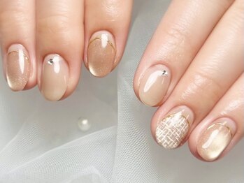 マグネット×ツイードネイル