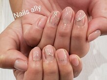ネイルズアリー 立川店(Nails ally)/ピンクグラデ×ミラー ヤシの木