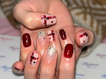 リジュベ(Rejuve)/赤チェックネイル★