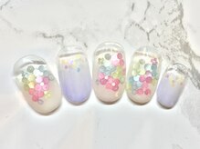 ラリュールネイル(L'Allure nail)/ホロであじさいネイル￥8200