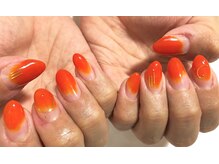 ネイルサロン ティディ(TIDY)/オレンジ×塗りかけ