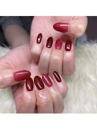 ボルドーネイル×ワンカラー