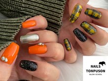 ネイルズ とんぷそん/チェック柄暖色ネイル♪