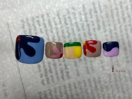 カラフルお花フットネイル
