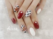 エリナネイルサロン池袋(Alina Nail Salon)/赤ネイル/レオパード