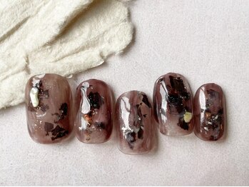 アイネイルズ 梅田店(I nails)/シアーブラウン箔ゴールド¥7700