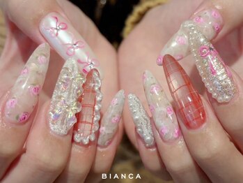ビアンカ 栄店(Bianca)の写真/花/さくら/ガーリー/淡色/艶感/ワンホンなどアートの種類が豊富☆定額コースやワンポイントコースも◎