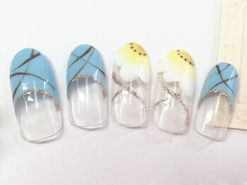 ネイルサロン トリック(Nail Salon TRICK)/ブルー×フラワー