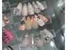 《HAND》【毎月更新】デザイン定額C華やかアート+長さ出し【アプレGel-X】