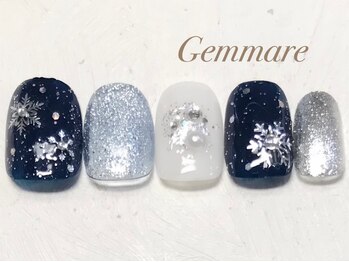 ジェンマーレ 青葉台店(Gemmare)/冬の夜空雪の結晶ネイル